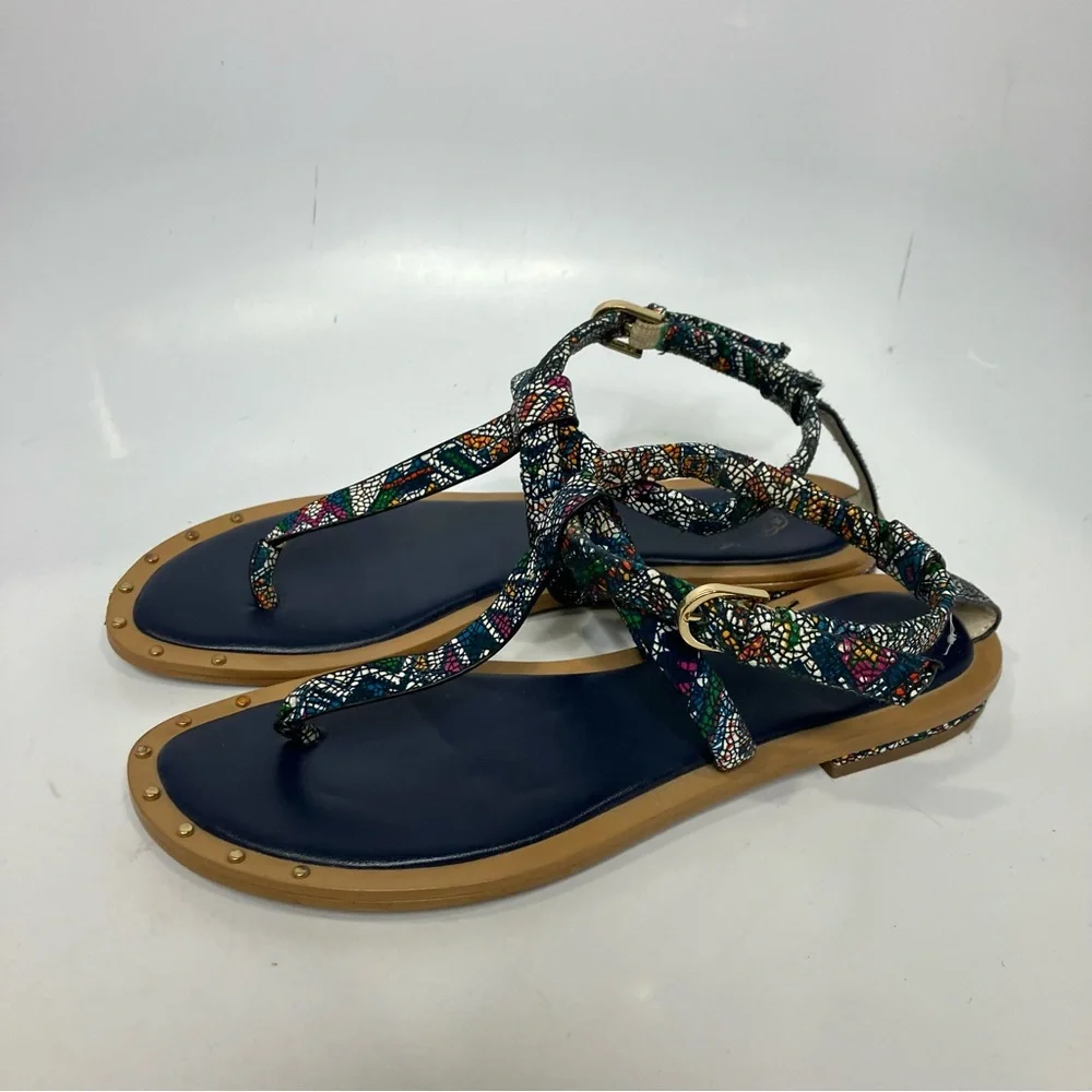 Isola Mackenzie t-strap sandals casual summer multicolor women’s size 7‎